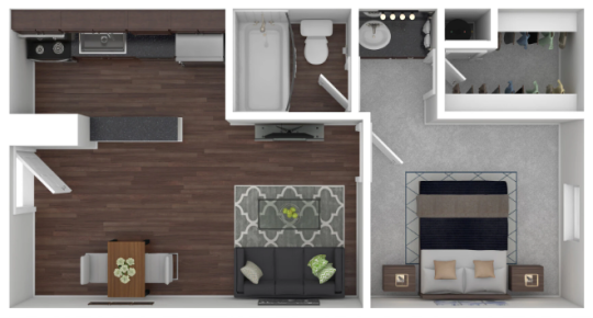 a floor plan of a two bedroom apartment at The 3001 Crystal Springs